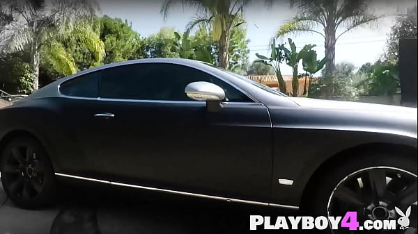 Amazing petite MILF babes passion posed outdoor during passion car wash